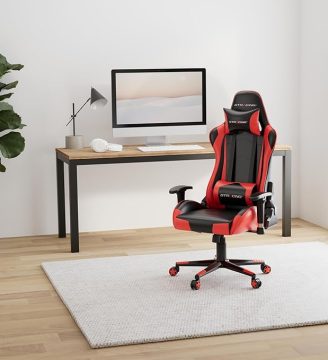GTRACING Gaming Chair Racing Office Computer Ergonomic Video Game Chair Backrest and Seat Height Adjustable Swivel Recliner with Headrest and Lumbar Pillow Esports Chair (Red)