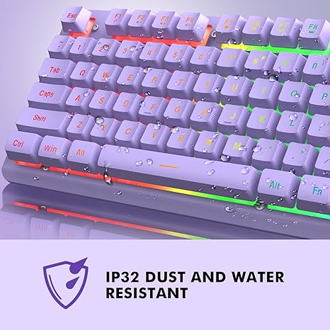 NPET K10 Wired Gaming Keyboard, RGB Backlit, Spill-Resistant Design, Multimedia Keys, Quiet Silent USB Membrane Keyboard for Desktop, Computer, PC (Purple) - Image 2
