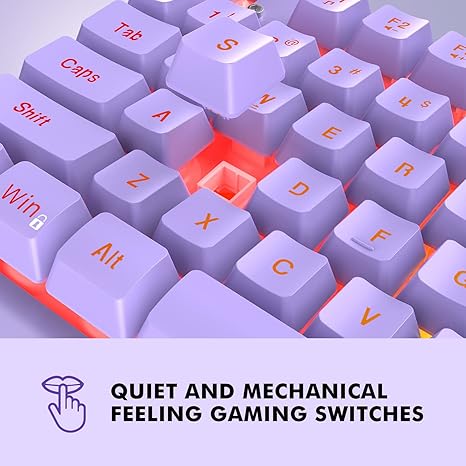 NPET K10 Wired Gaming Keyboard, RGB Backlit, Spill-Resistant Design, Multimedia Keys, Quiet Silent USB Membrane Keyboard for Desktop, Computer, PC (Purple) - Image 3